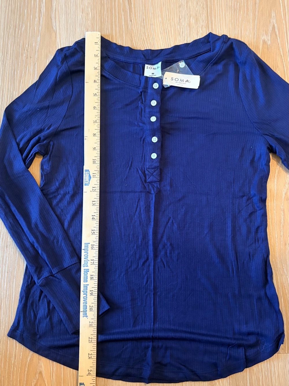 Soma Navy Blue Long-Sleeve Henley Top